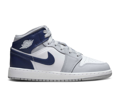 AIR JORDAN 1 MID GS 'WOLF GREY MIDNIGHT NAVY'