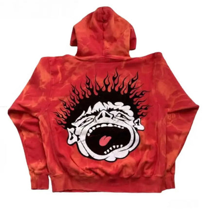 HELLSTAR RECORDS TIE DYE RED HOODIE