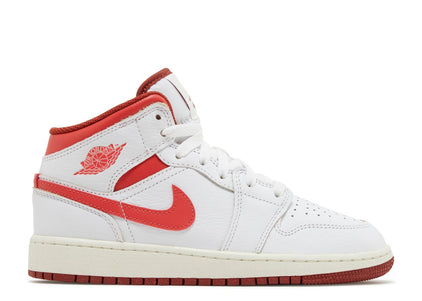 AIR JORDAN 1 MID SE GS 'WHITE DUNE RED'